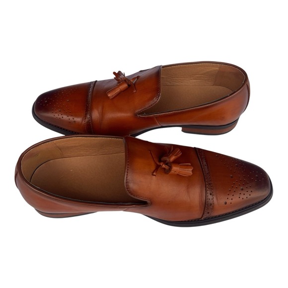 La Milano Mens Tracy 11 Tasseled Leather Cap Toe Cognac Ombré Oxfords Sz 9.5EEE main image 2
